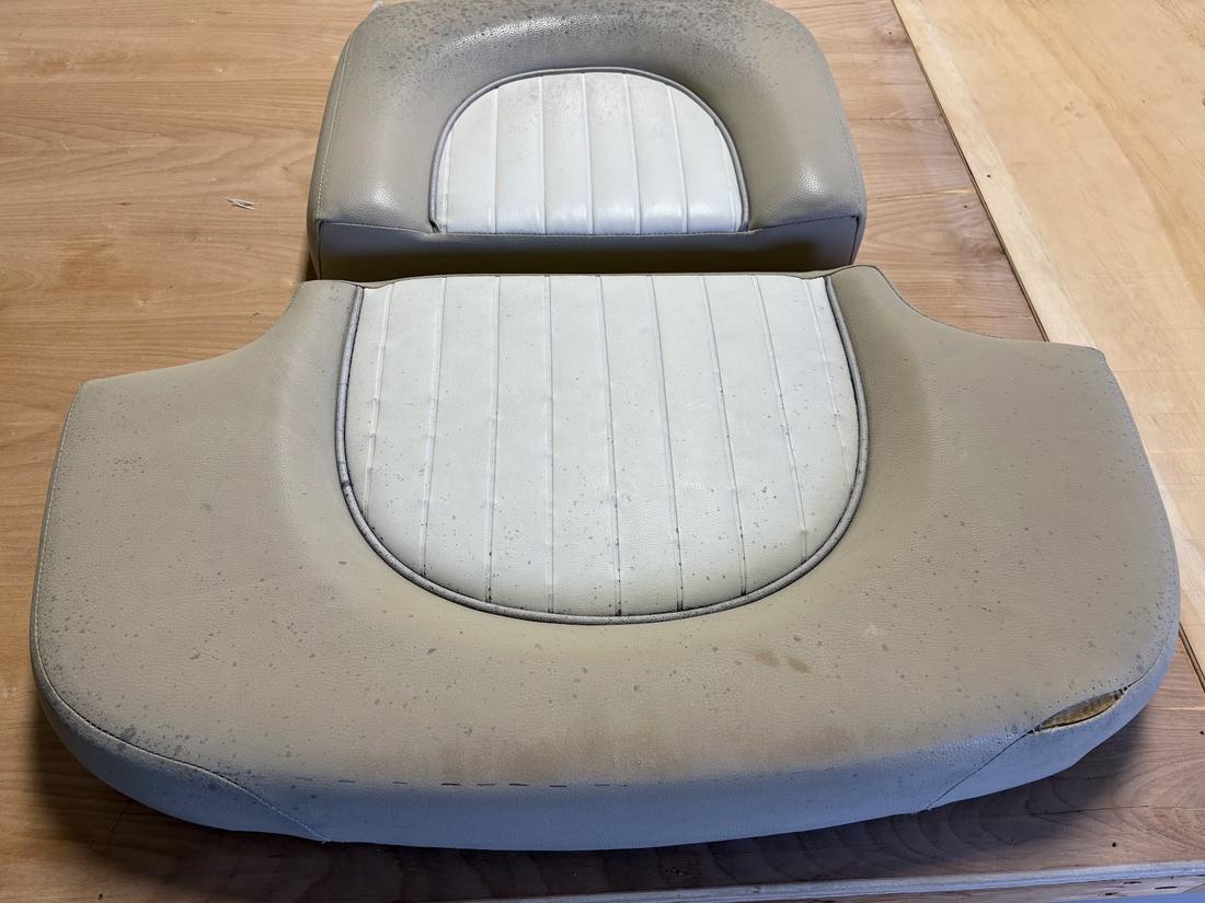 Before: worn boat upholstery