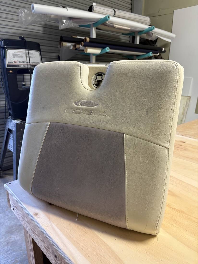 Before: worn boat upholstery